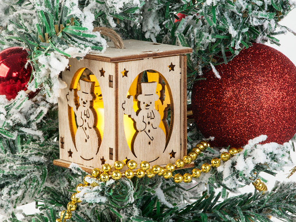 Medinis kabantis kalėdų eglutės žibintas apšvietimas kalėdinė dekoracija sniego senis