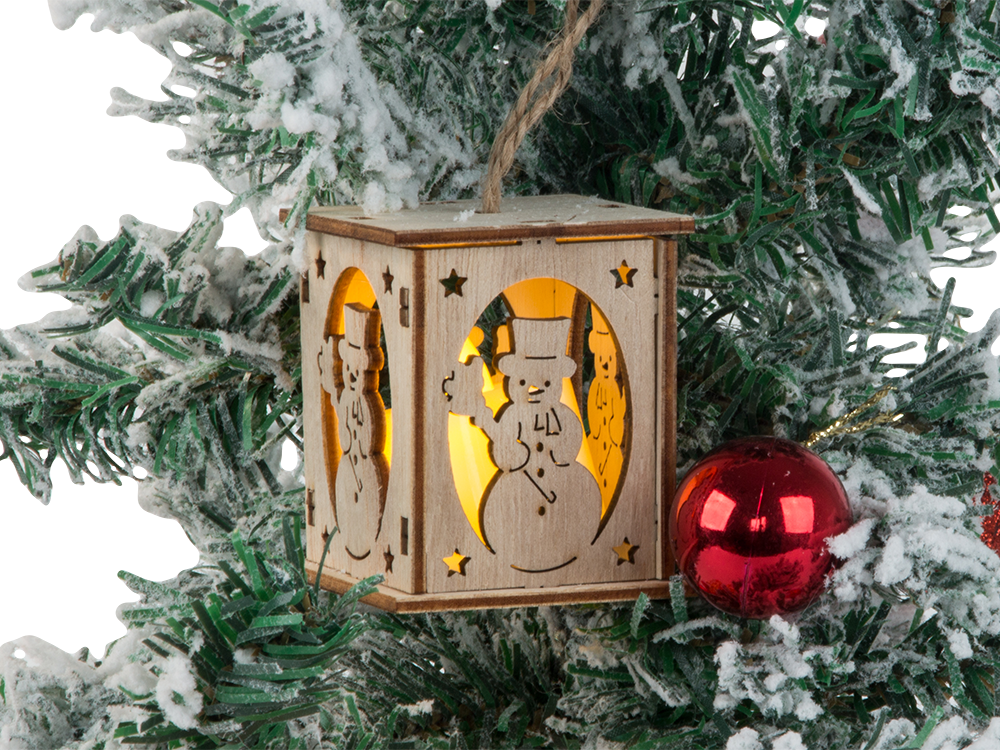 Medinis kabantis kalėdų eglutės žibintas apšvietimas kalėdinė dekoracija sniego senis