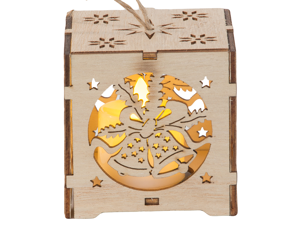 Medinis kabantis žibintas kalėdų eglutės apšvietimas kalėdinis ornamentas varpeliai