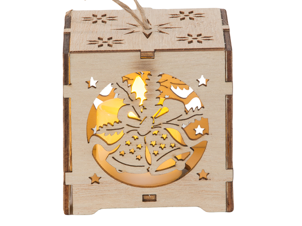 Medinis kabantis žibintas kalėdų eglutės apšvietimas kalėdinis ornamentas varpeliai