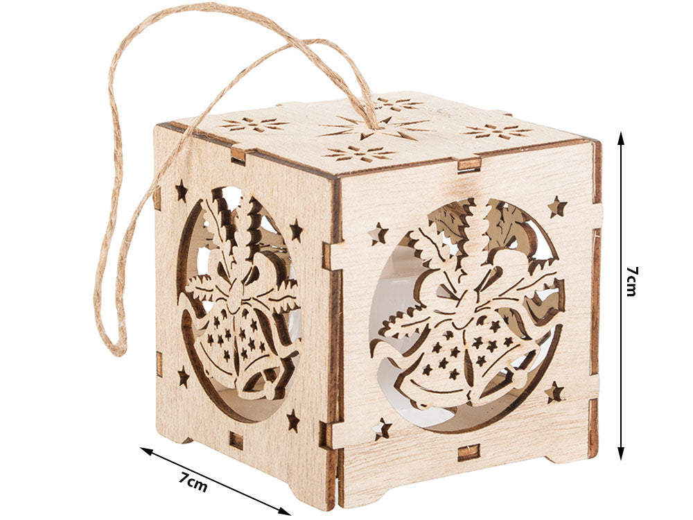 Medinis kabantis žibintas kalėdų eglutės apšvietimas kalėdinis ornamentas varpeliai