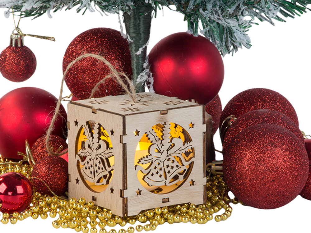 Medinis kabantis žibintas kalėdų eglutės apšvietimas kalėdinis ornamentas varpeliai