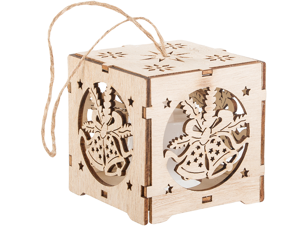 Medinis kabantis žibintas kalėdų eglutės apšvietimas kalėdinis ornamentas varpeliai