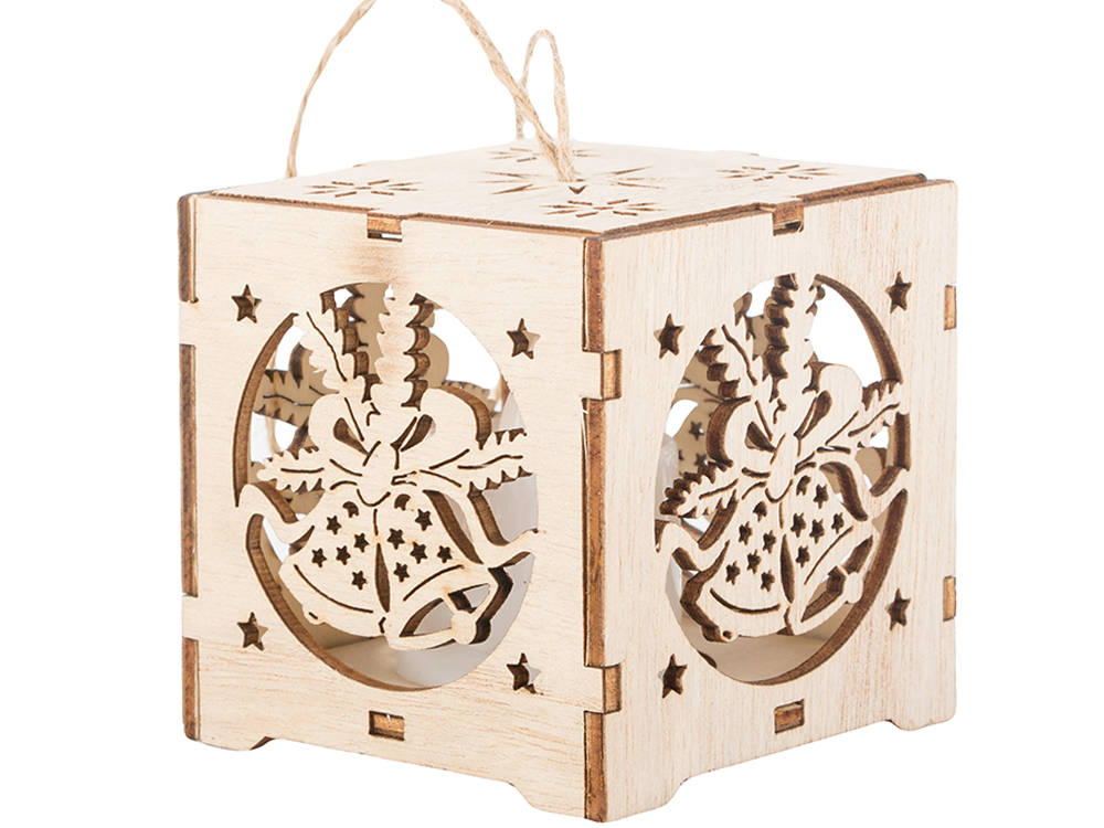 Medinis kabantis žibintas kalėdų eglutės apšvietimas kalėdinis ornamentas varpeliai