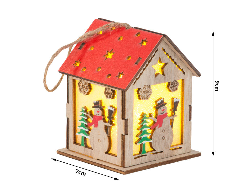 Medinis kabantis žibintas kalėdų eglutės apšvietimas kalėdinė dekoracija sniego senis