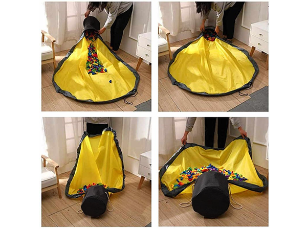 Žaislų dėžė blokeliai su kilimėliu, organizuojantis krepšys žaislų dėžė su dangčiu ir rankenomis, Juoda, Szín, Fekete