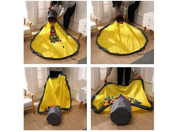 Žaislų dėžė blokeliai su kilimėliu, organizuojantis krepšys žaislų dėžė su dangčiu ir rankenomis