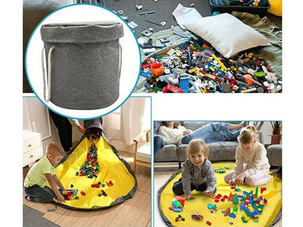 Žaislų dėžė blokeliai su kilimėliu, organizuojantis krepšys žaislų dėžė su dangčiu ir rankenomis