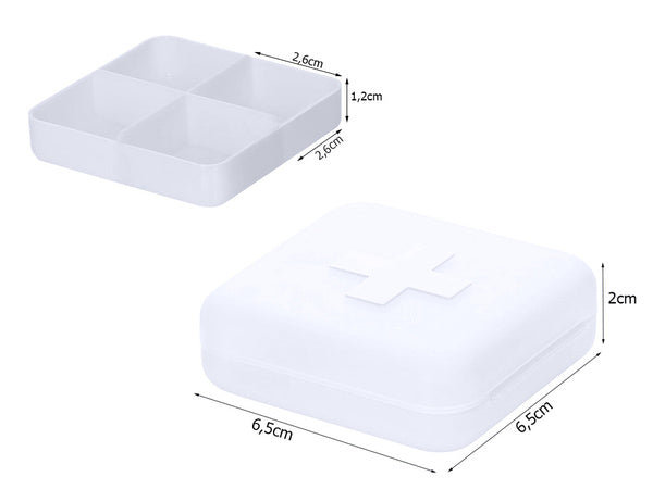 Konteineris vaistų dėžutė papildai tabletės kelionės 4 skyriai, Baltas, Szín, Fehér