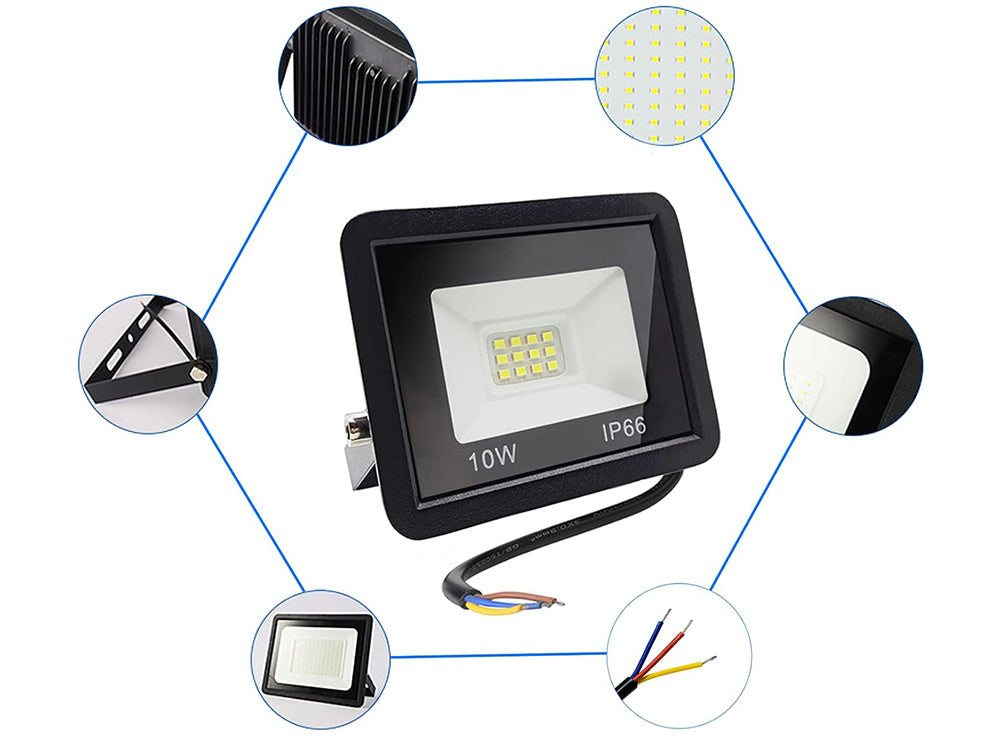 Prožektorius halogeninis prožektorius vedė 10w 6000k lauko vandeniui atsparus ip66