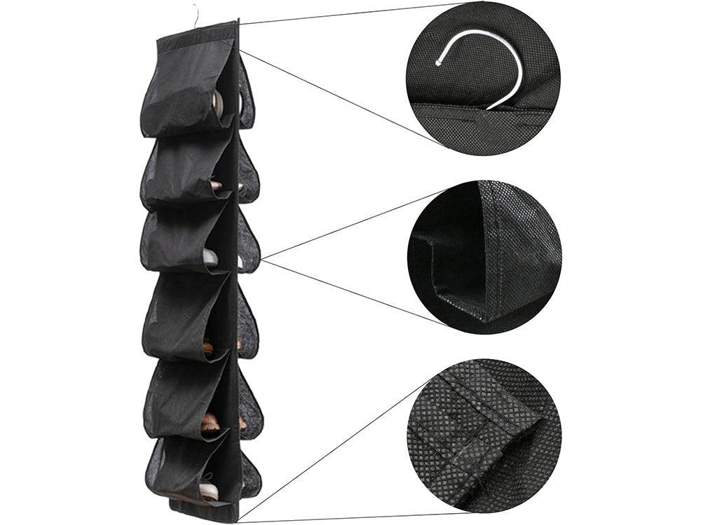 Batų organizatorius spintai kabinti batų stovas 12 porų, Juoda, Szín, Fekete