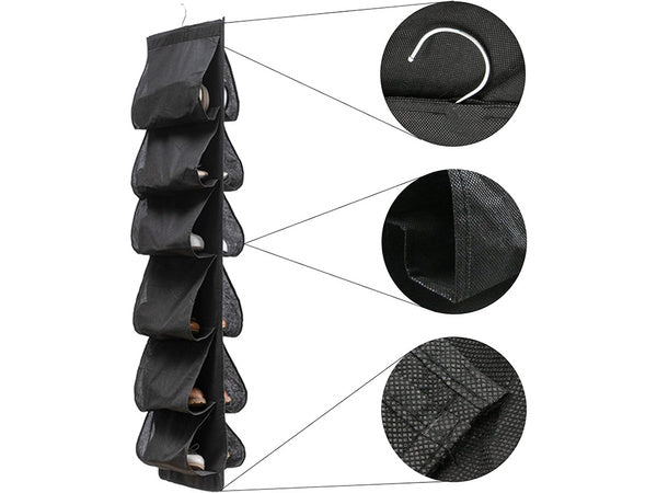 Batų organizatorius spintai kabinti batų stovas 12 porų, Juoda, Szín, Fekete