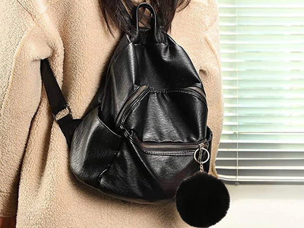 Raktų žiedas pakabukas krepšys pomponas kailio tinsel rankinės, Juoda, Szín, Fekete