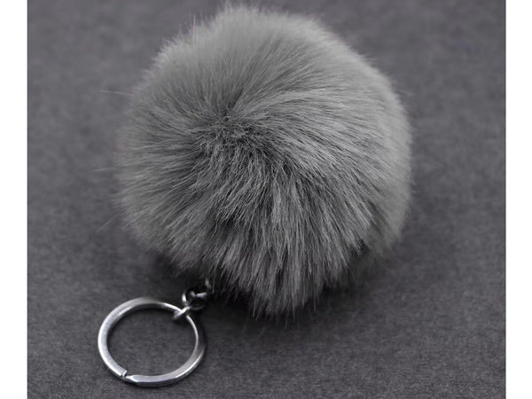 Raktų žiedas pakabukas krepšys pomponas kailio tinsel rankinės, Pilka, Szín, Szürke