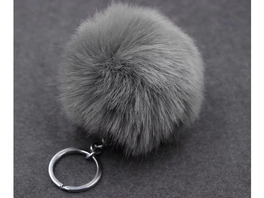 Raktų žiedas pakabukas krepšys pomponas kailio tinsel rankinės, Pilka, Szín, Szürke