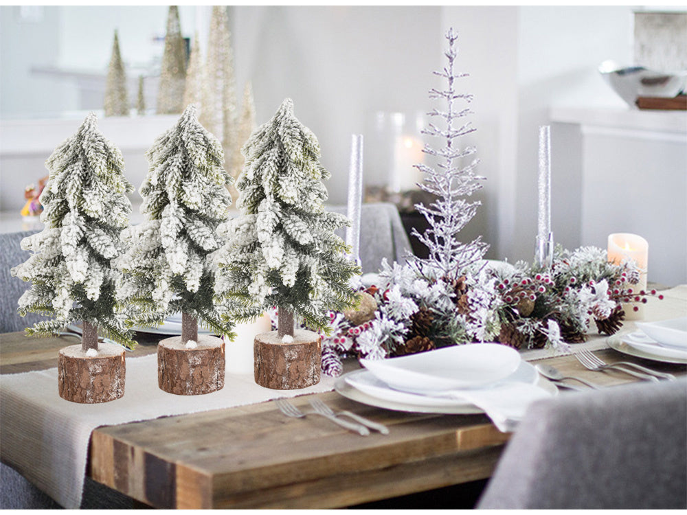 Dirbtinė kalėdų eglutė sniegas mažas dekoratyvinis stalas ant kamieno storas snieguotas