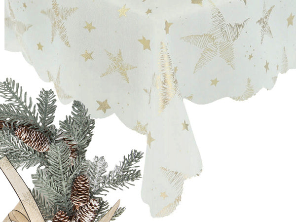 Kalėdinė staltiesė kalėdos baltos žvaigždės snaigės 140x220cm