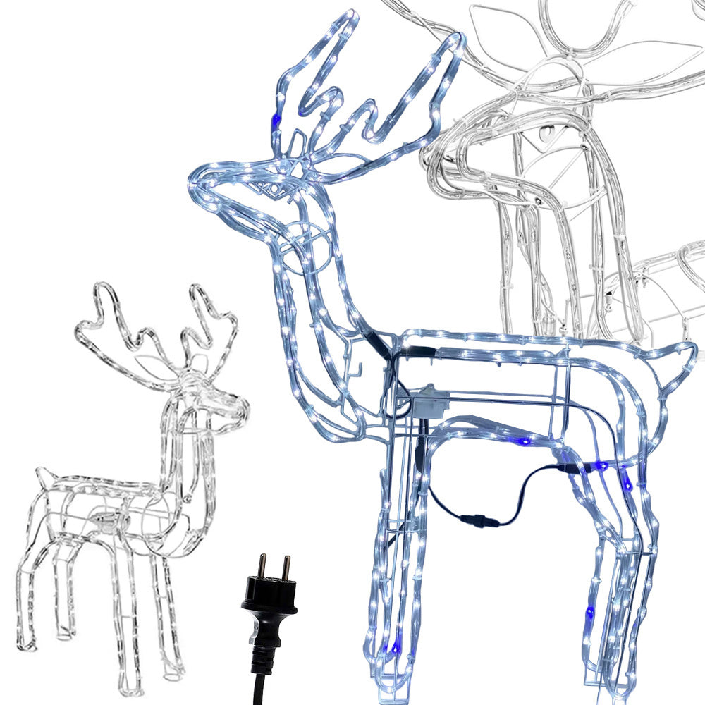 Šviečiantis šiaurės elnias 216 vadovaujama kalėdinė dekoracija su judančia galva didelis sodas, Šalta balta, Szín, Hideg fehér