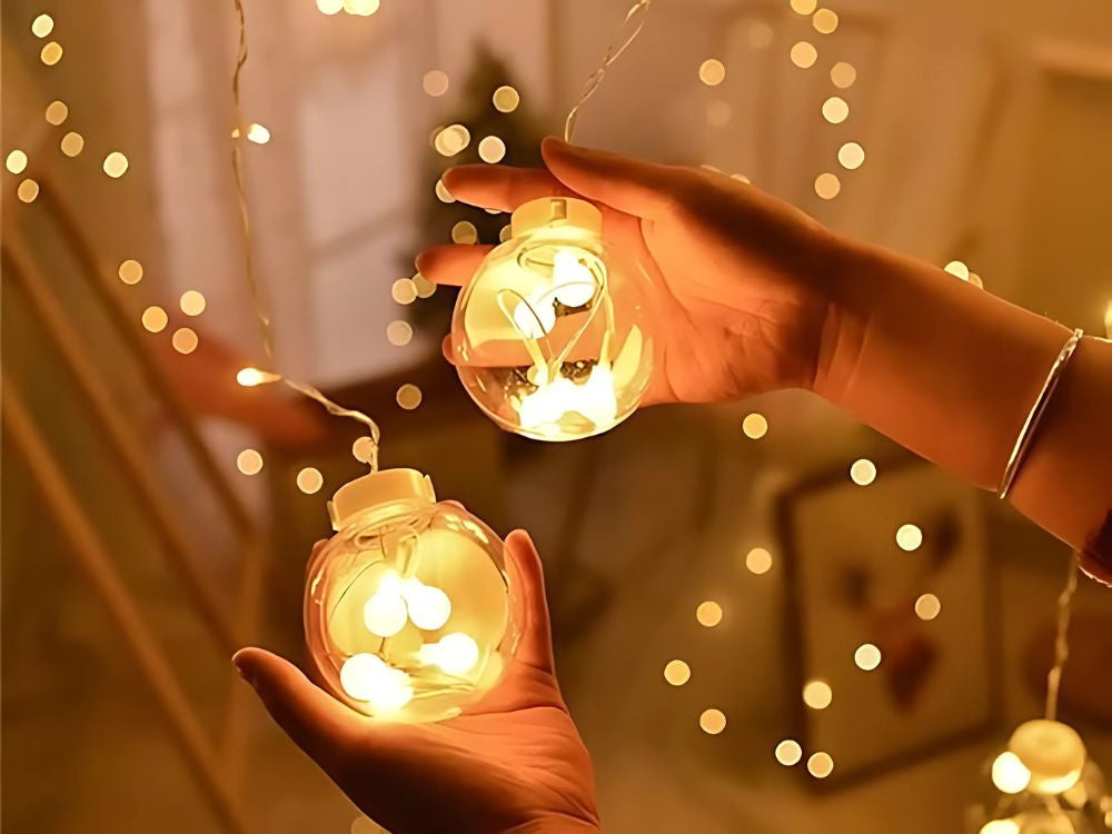 Šviesos užuolaida šventinė girlianda bauble dekoravimas 138 vadovaujama šilta spalva ip44