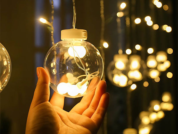 Šviesos užuolaida šventinė girlianda bauble dekoravimas 138 vadovaujama šilta spalva ip44