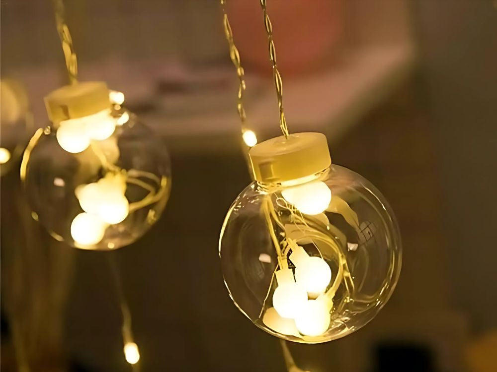 Šviesos užuolaida šventinė girlianda bauble dekoravimas 138 vadovaujama šilta spalva ip44