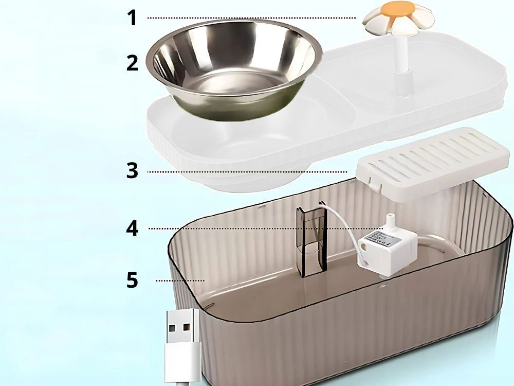 Automatinis kačių gertuvė šuns vandens fontanas filtras maisto dubuo, Baltas, Szín, Fehér