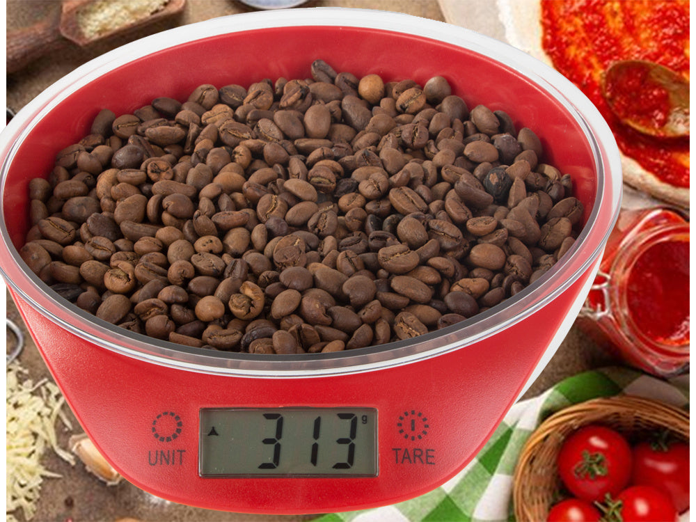 Elektroninė kirbinė svarstyklė su nuimamu dubenėliu 5kg/1g skaitmeninės precizinės svarstyklės, Raudona, Szín, Piros