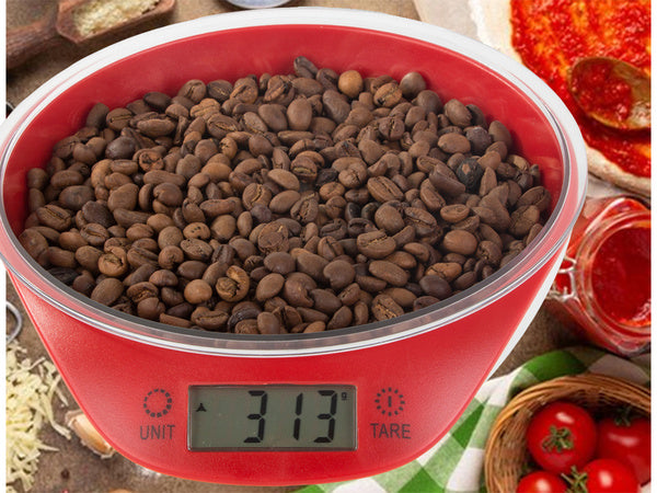 Elektroninė kirbinė svarstyklė su nuimamu dubenėliu 5kg/1g skaitmeninės precizinės svarstyklės, Raudona, Szín, Piros