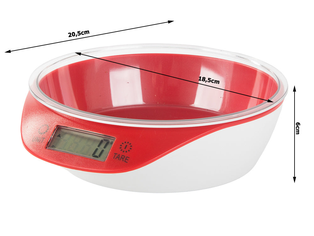 Elektroninė kirbinė svarstyklė su nuimamu dubenėliu 5kg/1g skaitmeninės precizinės svarstyklės, Raudona, Szín, Piros