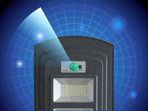 Saulės gatvės žibintas su nuotolinio valdymo judesio ir sutemų jutikliu ip65