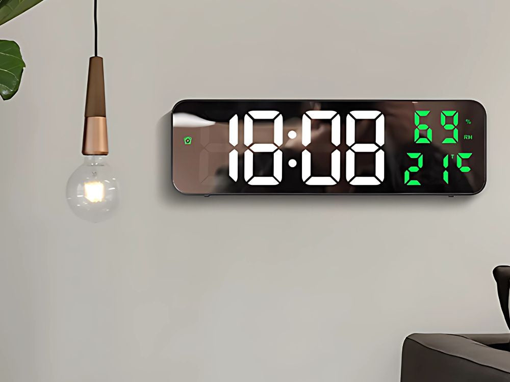 Elektroninis laikrodis skaitmeninis led žadintuvas termometras veidrodis stovi usb baterijos, Žalia, Szín, Zöld