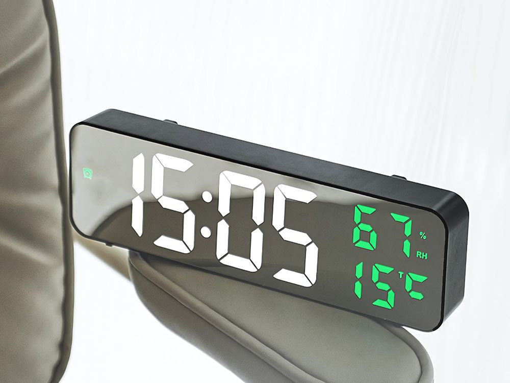 Elektroninis laikrodis skaitmeninis led žadintuvas termometras veidrodis stovi usb baterijos, Žalia, Szín, Zöld