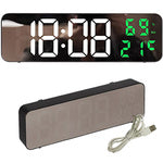 Elektroninis laikrodis skaitmeninis led žadintuvas termometras veidrodis stovi usb baterijos, Žalia, Szín, Zöld