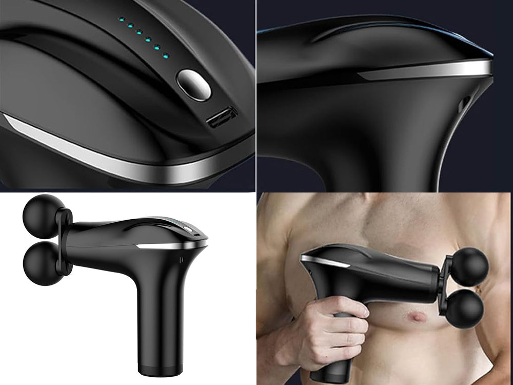 Nugaros masažo pistoletas kūno kojų masažuoklis stiprus masažo pistoletas 4 patarimai, Juoda, Szín, Fekete