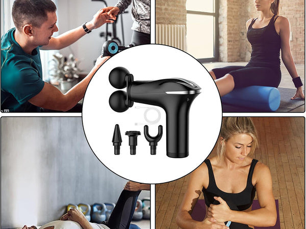 Nugaros masažo pistoletas kūno kojų masažuoklis stiprus masažo pistoletas 4 patarimai, Juoda, Szín, Fekete