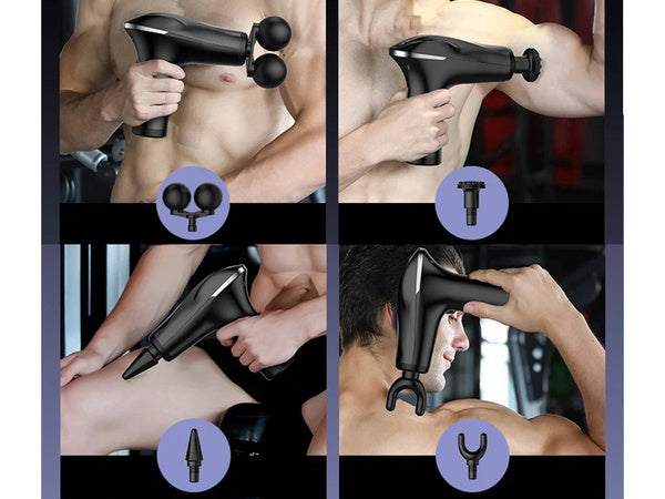 Nugaros masažo pistoletas kūno kojų masažuoklis stiprus masažo pistoletas 4 patarimai, Juoda, Szín, Fekete
