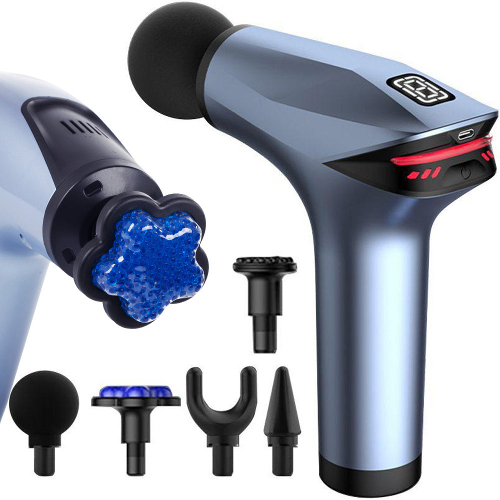 Nugaros masažo pistoletas kūno kojų masažuoklis stiprus masažo pistoletas 5 patarimai, Mėlyna, Szín, Kék