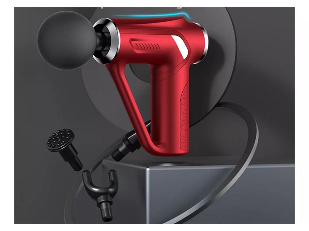 Nugaros masažo pistoletas kūno kojų masažuoklis stiprus masažo pistoletas 4 patarimai, Raudona, Szín, Piros