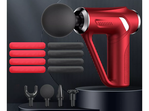 Nugaros masažo pistoletas kūno kojų masažuoklis stiprus masažo pistoletas 4 patarimai, Raudona, Szín, Piros