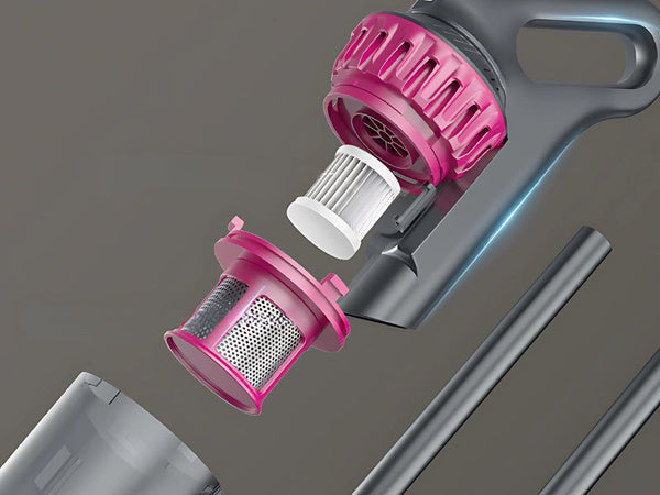 Vertikalus dulkių siurblys be maišelio rankinis 2in1 100w 4 hepa antgaliai