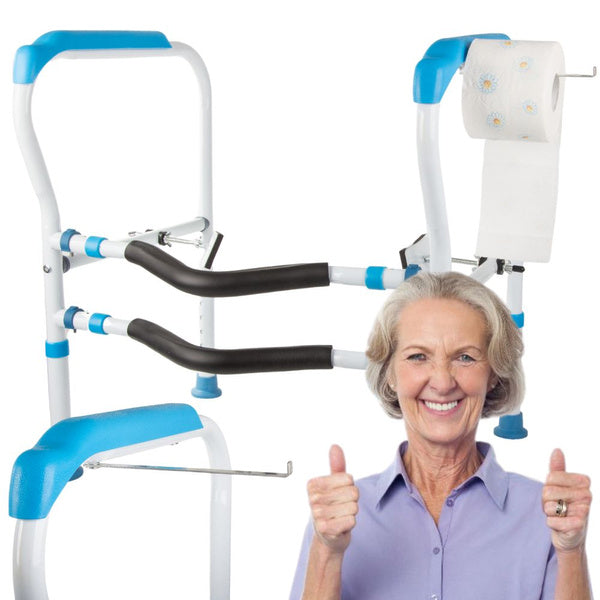 Tualeto rankena reguliuojamas turėklas stabilus senjorams