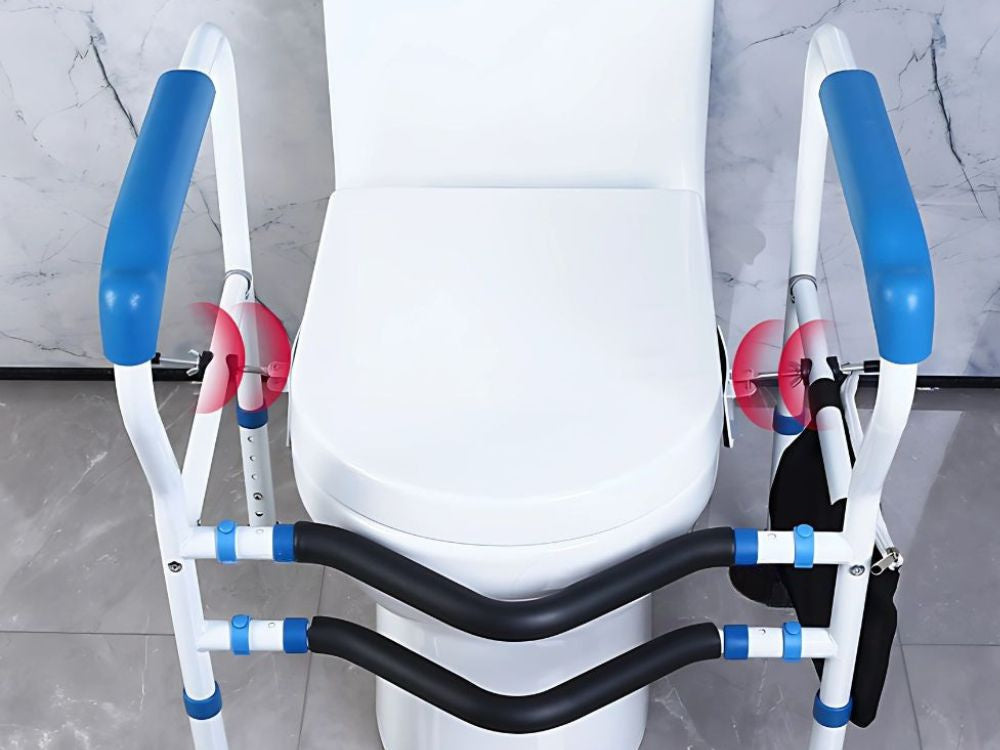 Tualeto rankena reguliuojamas turėklas stabilus senjorams