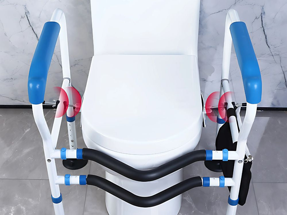 Tualeto rankena reguliuojamas turėklas stabilus senjorams