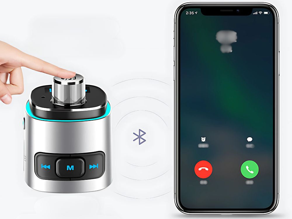 Bluetooth fm transmiteris automobilio įkroviklis fast 2x usb iluminacija