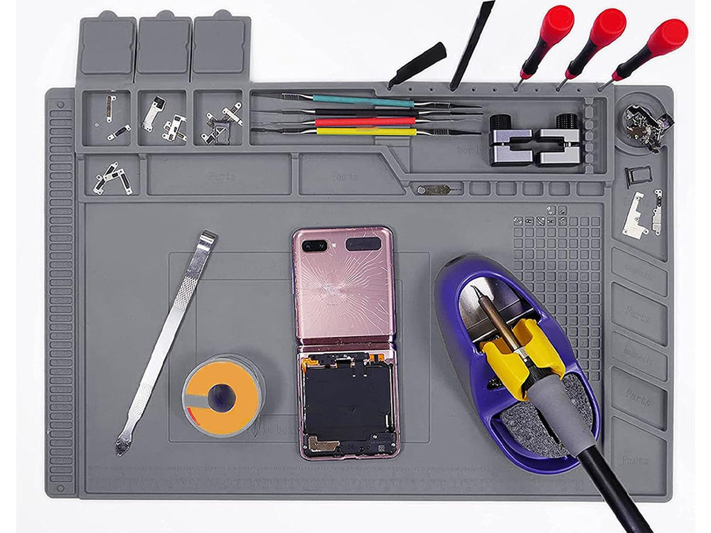 Silikono paslaugų kilimėlis litavimo organizatorius didelis padas 30x45 magnetas