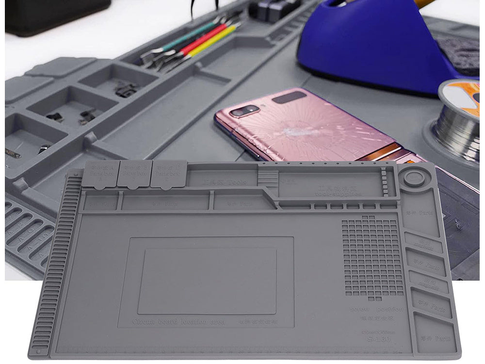 Silikono paslaugų kilimėlis litavimo organizatorius didelis padas 30x45 magnetas