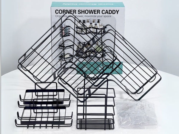 Vonios kambario komplektas 3 x vonios lentynos + 2 x pakabinamos vonios kambario lentynėlės