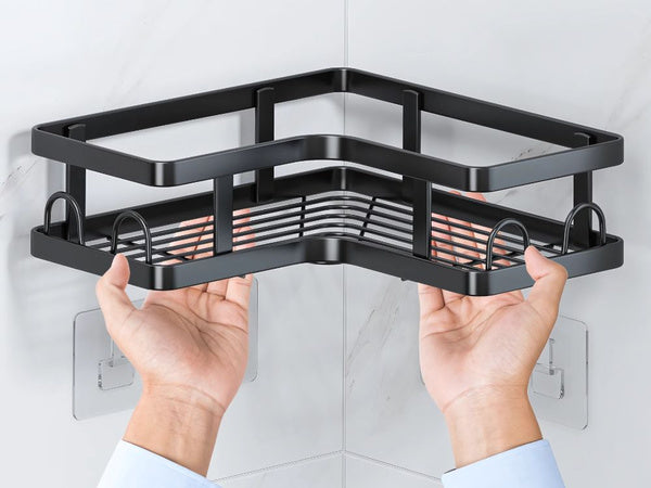 Vonios kambario komplektas 3 x vonios lentynos + 2 x pakabinamos vonios kambario lentynėlės