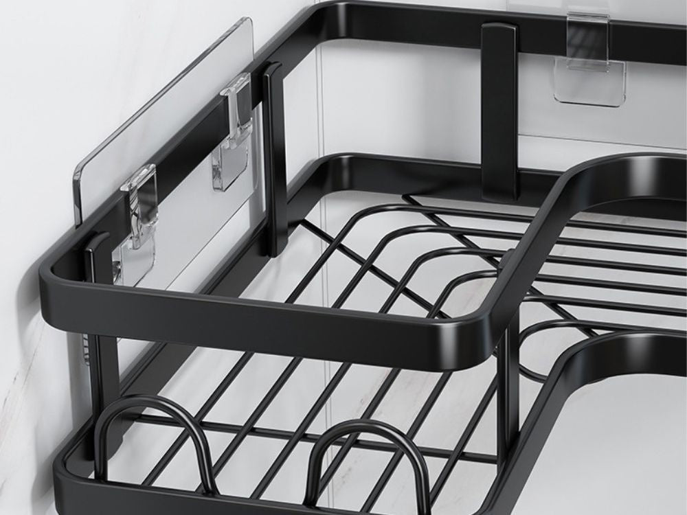 Vonios kambario komplektas 3 x vonios lentynos + 2 x pakabinamos vonios kambario lentynėlės