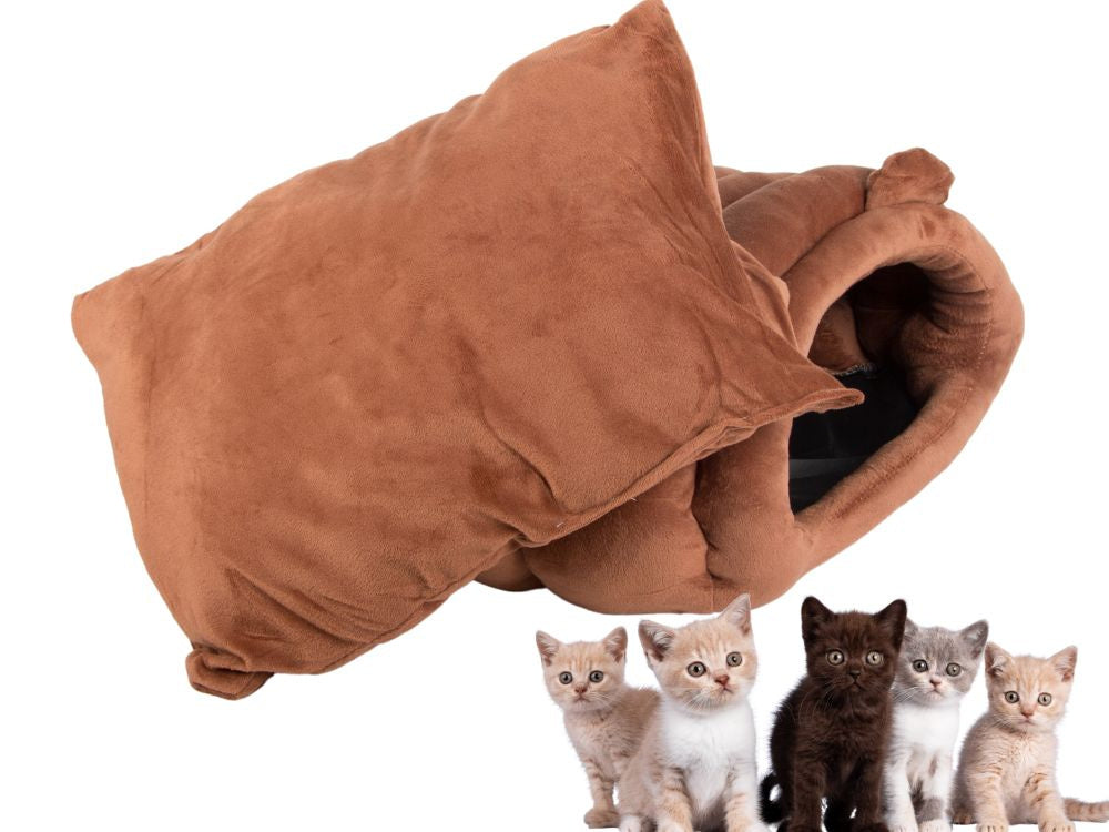 Pliušinis lovos kokonas šuniui katė minkšta pagalvė patalynė pūkuota, Ruda, Szín, Barna